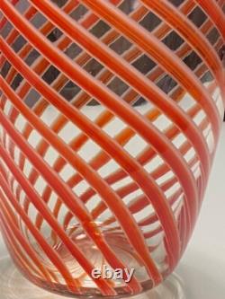 Vintage RARE MURANO art glass FILIGRANA LARGE VASE 1930-1950