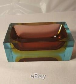 Vintage Rare 60s Murano Italian Glass Faceted/sommerso Bowl Luigi Mandruzzato