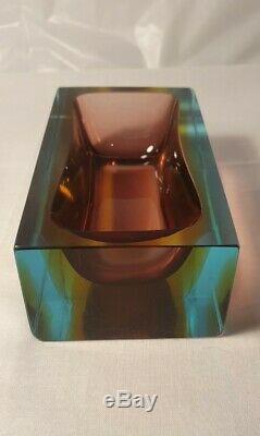 Vintage Rare 60s Murano Italian Glass Faceted/sommerso Bowl Luigi Mandruzzato