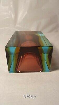 Vintage Rare 60s Murano Italian Glass Faceted/sommerso Bowl Luigi Mandruzzato