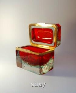 Vintage Rare Alessandro Mandruzzato Murano Casket Sommerso Glass Jewellery Box