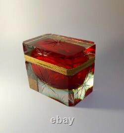 Vintage Rare Alessandro Mandruzzato Murano Casket Sommerso Glass Jewellery Box