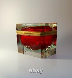 Vintage Rare Alessandro Mandruzzato Murano Casket Sommerso Glass Jewellery Box