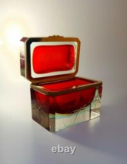 Vintage Rare Alessandro Mandruzzato Murano Casket Sommerso Glass Jewellery Box