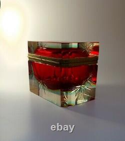 Vintage Rare Alessandro Mandruzzato Murano Casket Sommerso Glass Jewellery Box