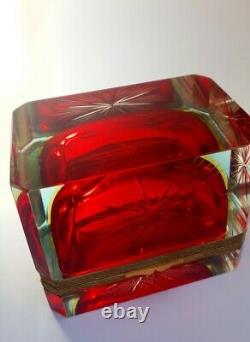 Vintage Rare Alessandro Mandruzzato Murano Casket Sommerso Glass Jewellery Box