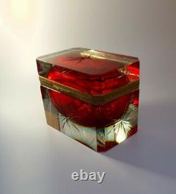 Vintage Rare Alessandro Mandruzzato Murano Casket Sommerso Glass Jewellery Box