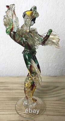 Vintage Rare Genuine Italian Murano Art Glass Harlequin Figurine C1940, 26.5cm