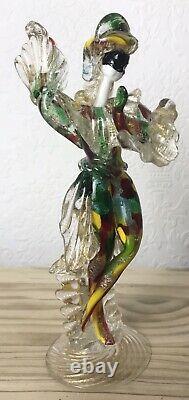 Vintage Rare Genuine Italian Murano Art Glass Harlequin Figurine C1940, 26.5cm