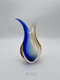 Vintage Rare Luigi Onesto Glass Vase Signed Murano Oggetti