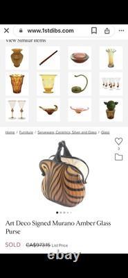 Vintage Rare Mid Century Murano Handblown Glass Hand Purse