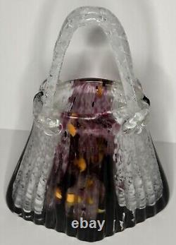 Vintage Rare Murano Art Glass Sommero Glass Purse Vase