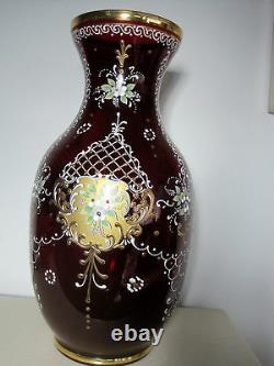 Vintage Rare Red Murano Glass Vase XL 13 Tall A+++