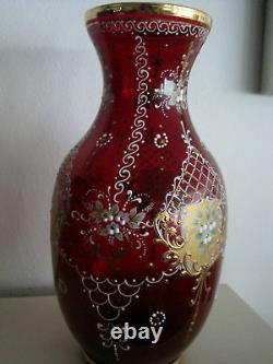 Vintage Rare Red Murano Glass Vase XL 13 Tall A+++