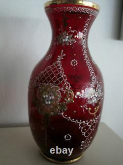 Vintage Rare Red Murano Glass Vase XL 13 Tall A+++