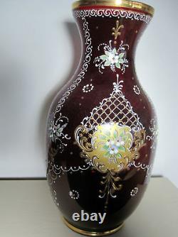 Vintage Rare Red Murano Glass Vase XL 13 Tall A+++