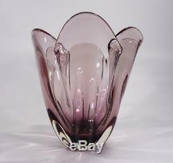 Vintage Retro Italian Murano Art Glass Bowl Vase Purple