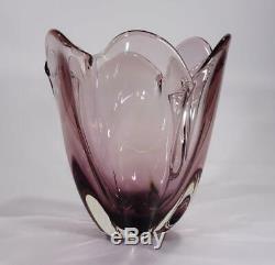 Vintage Retro Italian Murano Art Glass Bowl Vase Purple