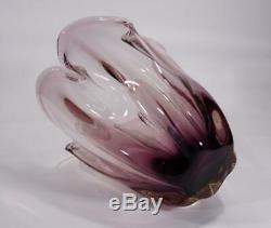 Vintage Retro Italian Murano Art Glass Bowl Vase Purple