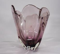 Vintage Retro Italian Murano Art Glass Bowl Vase Purple