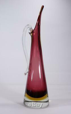 Vintage Retro Italian Murano Art Glass Vase Jug Sommerso