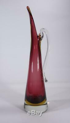 Vintage Retro Italian Murano Art Glass Vase Jug Sommerso