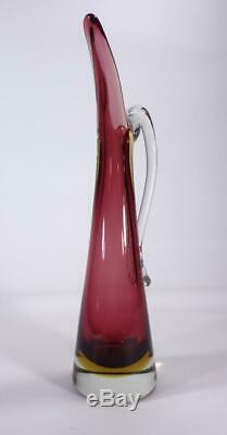 Vintage Retro Italian Murano Art Glass Vase Jug Sommerso