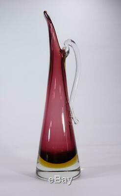 Vintage Retro Italian Murano Art Glass Vase Jug Sommerso