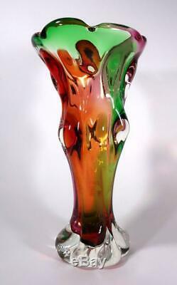 Vintage Retro Italian Murano Art Glass Vase Rainbow