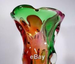 Vintage Retro Italian Murano Art Glass Vase Rainbow