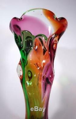 Vintage Retro Italian Murano Art Glass Vase Rainbow