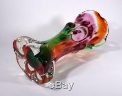 Vintage Retro Italian Murano Art Glass Vase Rainbow