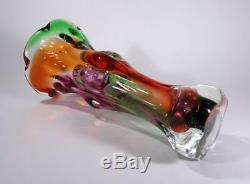 Vintage Retro Italian Murano Art Glass Vase Rainbow