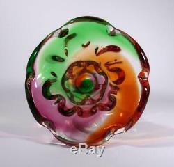 Vintage Retro Italian Murano Art Glass Vase Rainbow