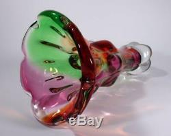 Vintage Retro Italian Murano Art Glass Vase Rainbow