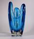Vintage Retro Murano Art Glass Vase Cased Blue