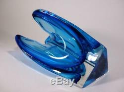 Vintage Retro Murano Art Glass Vase Cased Blue