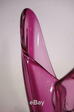 Vintage Retro Murano Art Glass Vase Large Cased Cranberry Pink