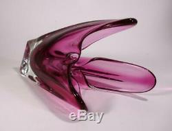 Vintage Retro Murano Art Glass Vase Large Cased Cranberry Pink