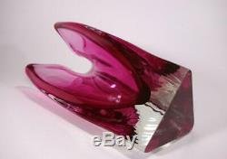 Vintage Retro Murano Art Glass Vase Large Cased Cranberry Pink