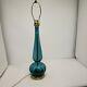 Vintage Retro Murano Bubble Glass Table Lamp Turquoise Blue Green Italian Swirl