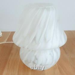 Vintage Retro Murano Style DAR Lighting Small White Frosted Glass Mushroom Lamp