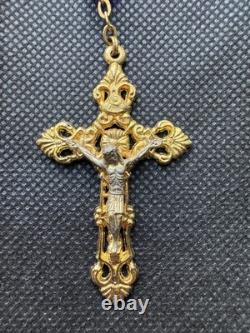 Vintage Rossetti Murano Glass Beads Rosary Italy Blue, Red, Orange, Gold 56.20g