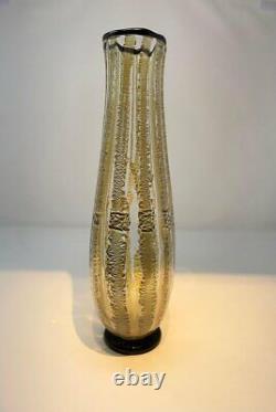 Vintage SEGUSO VIRO Murano Venetian Art Glass Volcanic Style Vase Signed Italy