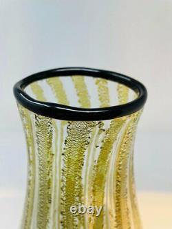 Vintage SEGUSO VIRO Murano Venetian Art Glass Volcanic Style Vase Signed Italy