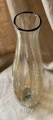 Vintage SEGUSO VIRO Murano Venetian Art Glass Volcanic Style Vase Signed Italy