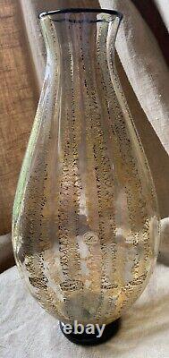 Vintage SEGUSO VIRO Murano Venetian Art Glass Volcanic Style Vase Signed Italy