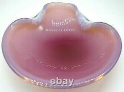 Vintage SIGNED Cenedese + LABEL Murano cased pink opaline opalescent glass bowl