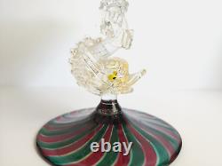 Vintage Salviati Venetian Murano Glass Dolphin Stem, Compote, Art Glass