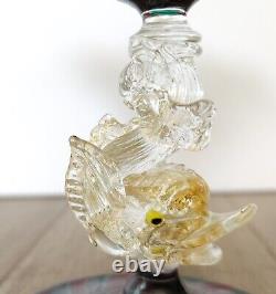 Vintage Salviati Venetian Murano Glass Dolphin Stem, Compote, Art Glass